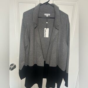 Kathy Ireland Elegant Gray and Black Cardigan